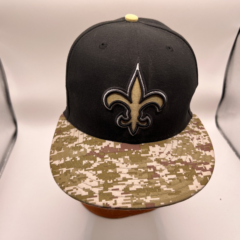 New Era 59FIFTY New Orleans Saints Salute to Service Hat Black Camo Fitted 7 5/8